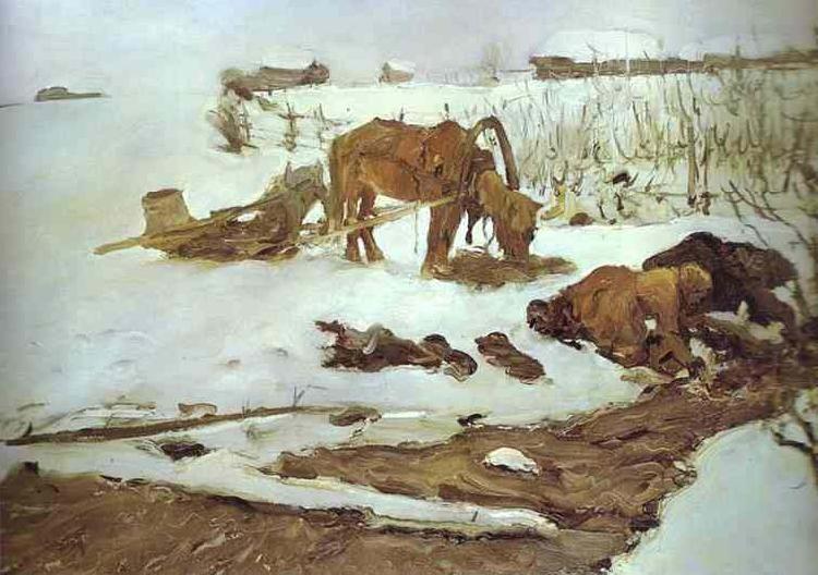 Valentin Serov Rinsing Linen. On the River. Study oil painting image